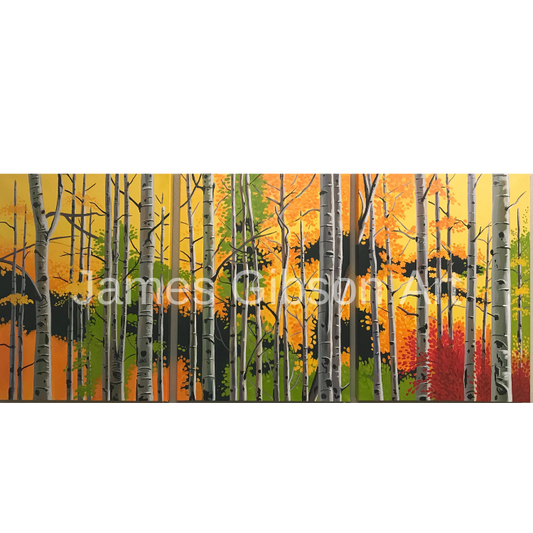 Triptych Aspen Tree Forest Painting Prints